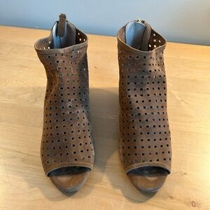 Cecelia New York Nikki Brown Peep-Toe Ankle Boots